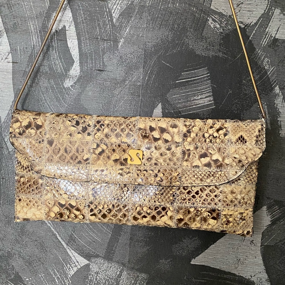 Vintage 1970s Sanes Python Clutch - Picture 2 of 6